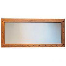 Miroir, 100% pin massif, couleur noyer