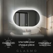 Foram - Miroir Salle De Bain Led 130x60 Cm Ariana - Horizontal Ovale Miroir Mural Avec Éclairage Intégré Miroir Lumineux - Blanc Froid 7000 K Avec 
