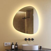 Miroir asymétrique avec lumiere LED 74x74 cm Miroir de Salle de Bain Blanc Chaud 3000K JAJ221