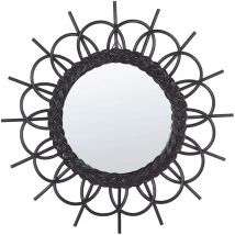 Beliani - Miroir Mural Boho en Rotin Forme Soleil Noir ø 60 cm Telakia