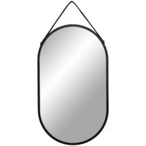 Miroir avec Cadre Trapani, Métal, Argent, Noir, 2x35x60 cm
