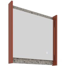Epikasa - Miroir avec Lumière led Integra, mdf, Miroir, Marron, Gris, 80x80x10 cm