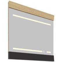 Epikasa - Miroir avec Lumière led Memoria, mdf, Miroir, Gris, Marron, 80x80x5 cm