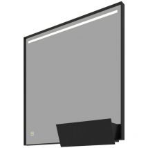 Miroir avec Lumière LED Optima, MDF, Miroir, Noir, 80x80x5 cm