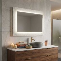 Kiamami Valentina - Miroir Blanc Encadré En Verre Fusionné Avec Grit Et Led 90X62