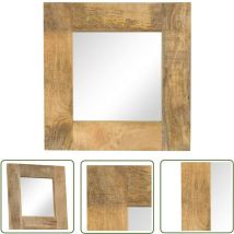 Doc&et² - The Living Store Miroir Bois de manguier massif 50 x 50 cm - Miroir Décoratif - Miroir Mural - Miroir Vintage - Miroir Bois - Miroir Entrée