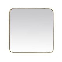 Emde - Miroir carré aux bords arrondis en métal doré 120x120cm