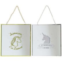 Miroir carré avec chainette licorne (Lot de 2)