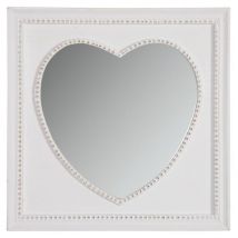 Miroir carré coeur blanc