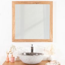 Miroir carré en teck massif 70 cm