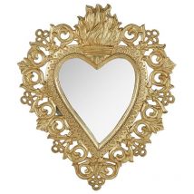 Miroir coeur Ex-voto grand modèle doré arabesque