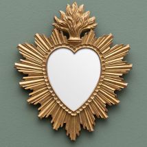 Chehoma - Miroir coeur Ex voto résine dorée 31x26cm