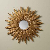 Miroir convexe plumes d'or 38cm