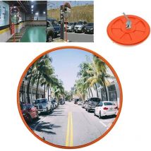 Miroir convexe pour allées, entrepôts, garages et magasins – ø 60 cm – Roulement grand angle rond à 130 degrés – Miroir de sécurité – Miroir de