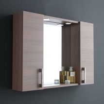 Kiamami Valentina - Miroir De Courtoisie 77Cm 2 Armoires Murales Chêne Fumée