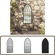 Miroir de jardin Noir 100x45 cm Fer pour utilisation extérieure - Miroir De Jardin - Miroir Extérieur - Décoration Jardin - Miroir Design - Miroir