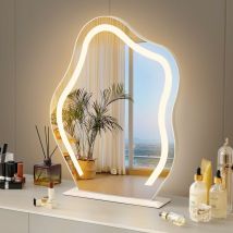 Miroir de maquillage avec bande lumineuse led miroir nuageux irrégulier, éclairage miroir de maquillage avec gradation 3 modes d'éclairage miroir de