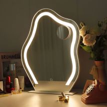 Miroir de maquillage avec bande lumineuse led miroir nuageux irrégulier, éclairage miroir de maquillage avec gradation 3 modes d'éclairage miroir de