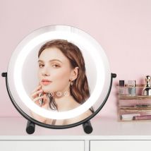 Yongqing - Miroir de maquillage avec lampe led miroir de bureau Interrupteur Tactile Luminosité et température de couleur Réglable 3 teintes usb