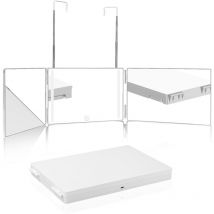 Miroir 3 faces pliable avec led Miroir led 360° Pour Le Maquillage Peignage Coupe Cheveux Blanc