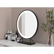 Sifree - Miroir de Maquillage Miroir Rond, 5050cm,6500k Blanc froid,Cadre noir
