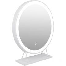 Miroir de maquillage tricolore dimmable cadre blanc miroir de maquillage rond 50 50cm - Aqrau