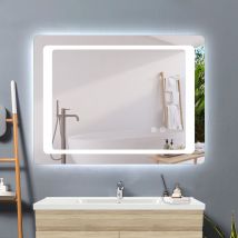 Acezanble 80x60cm miroir de salle de bain anti-buée, miroir LED horizantal ou vertical, interrupteur à double tactile