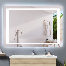 Acezanble - 90x70cm miroir de salle de bain anti-buée, miroir led horizantal ou vertical, interrupteur à double tactile