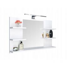 Domtech - Miroir de salle de bain avec étagères blanc avec éclairage led miroir de salle de bain miroir mural