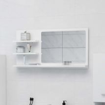 Odipie - Miroir de salle de bain blanc 90x10,5x45 cm bois d'ingénierie,Modern Frame Plain Rectangle Frame Wall Mount