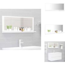 Miroir de salle de bain Blanc brillant Bois d'ingénierie - Miroir Salle De Bain - Miroir Mural - Meuble Salle De Bain - Étagère Salle De Bain
