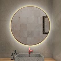 Wyctin - Hofuton Miroir de salle de bain à led anti-buée à éclairage blanc chaud miroir mural avec capteur tactile rond 80cm
