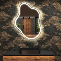 Artforma - Miroir De Salle De Bain Led - Miroir 64x84cm Asymétrique - Interrupteur Sensitif - Blanc Froid - (emke222)