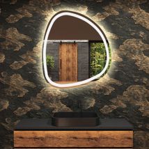 Artforma - Miroir De Salle De Bain Led - Miroir 84x84cm Asymétrique - Interrupteur Tactile - Blanc Froid - (egg222)