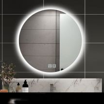 Mimiy - Miroir de salle de bain led rond de 40 cm avec lumière et anti-buée, miroir mural led tactile avec lumière blanche