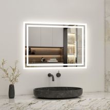 Acezanble - Miroir de salle de bain led tactile, 80cm x 60cm rectangulaire illumination led intégrée avec fonction anti-buée Horizontal/Vertical