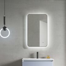 Miroir de salle de bain led Talos alvito en noir mat 70x43 cm - Miroir avec capteur de mouvement - adapté aux pièces humides grâce au cadre en