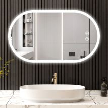 Keepbuying - Miroir de Salle de Bain Lumineux à led 50cm x 70cm,3 Températures Couleur Montage Mural,Miroir Intelligent Multifonction