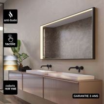 Ledimex - Miroir Salle de Bain ability - 80x100cm - Noir Mat - Led t° Variable - Anti-Buée & Détecteur de Mouvement