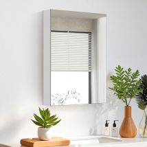 Keepbuying - Armoire Miroir de Salle de Bain 60H x 40L x 12l cm,Armoire Murale avec Miroir,3 Étagères,Blanc