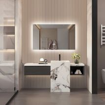 Tanant - Miroir de salle de bains avec éclairage led - Miroir Cosmétiques Mural, Commande tactile avec fonction de désembuage, Miroir de salle de