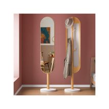Freosen - Miroir Sur Pied 174x40cm En Cadre Du Bois Avec Porte Manteau 4 Crochets Fonction 2 En 1