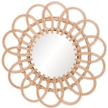 Miroir mural décoratif floral de 40 cm, miroir naturel en palmier et jonc de mer, accessoire de décoration élégant