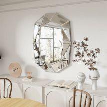 Luvodi - Miroir Decoration Murale Salon 100x72cm Grand Miroir Mural Décoratif pour Chambre Salle de Bain Entrée - Argent