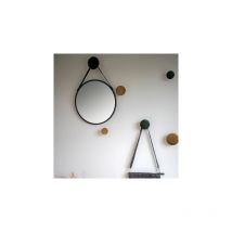 Miroir design rond 38 cm en acier noir