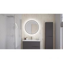 Ondee - Miroir salle de bain Éclairant alexine - Contour Aluminium Noir - Ø80 cm
