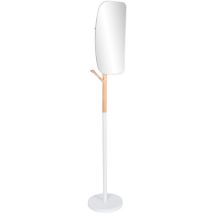 Portemanteau Bois Métal 33X33X185 Miroir Blanc