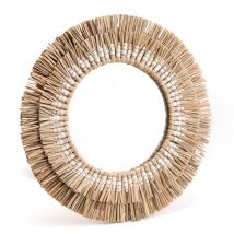Amadeus - Miroir en paille Ethnique blanc 36cm