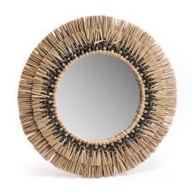 Amadeus - Miroir en paille Ethnique noir 36cm