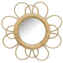 Miroir en rotin fleur